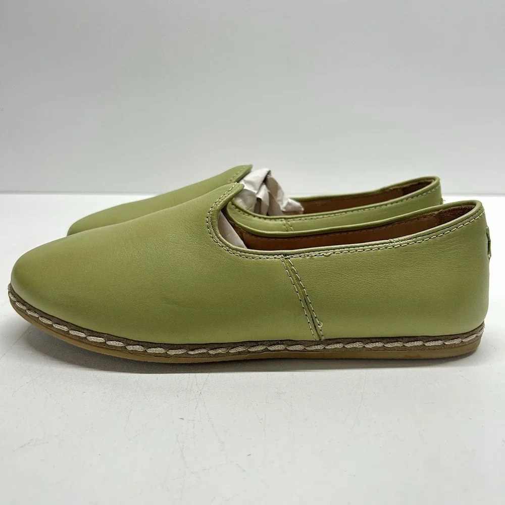 Charix Shoes Women's Pistachio Slip-On Leather Flats Size EU 39.5 US 9 Casual